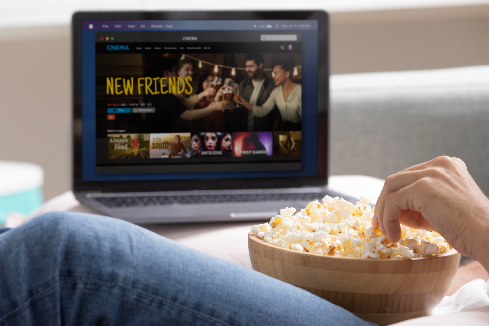 popcorn devant un site de streaming