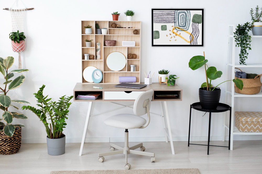 bureau blanc décoré